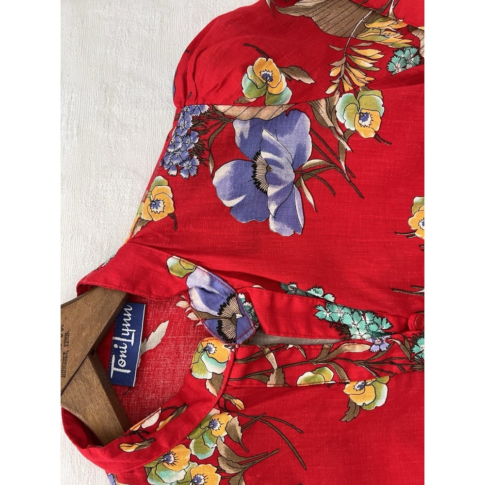 Vintage 70's Hawaiian Womens Tunic Cotton Gauze Shirt Dress S/M Toni Lynn Top - Picture 11 of 16